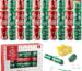 Close-up of a stack of JOYIN red and green snowflake-patterned non-snap Christmas party favors with small gifts inside.