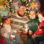 A collection of 40 assorted Christmas-themed finger lights in various colors, glowing in the dark with festive designs.