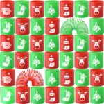 A pile of 40 colorful mini coil springs, each decorated with different Christmas patterns like Santa, trees, and snowmen.