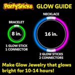 A large pile of PartySticks multi-colored glow sticks and connectors, glowing brightly against a dark background.