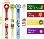 A bulk display of 40 mini bubble wands, each featuring different Christmas-themed designs like Santa, reindeer, and snowmen,
