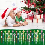 A bulk display of 40 mini bubble wands, each featuring different Christmas-themed designs like Santa, reindeer, and snowmen,